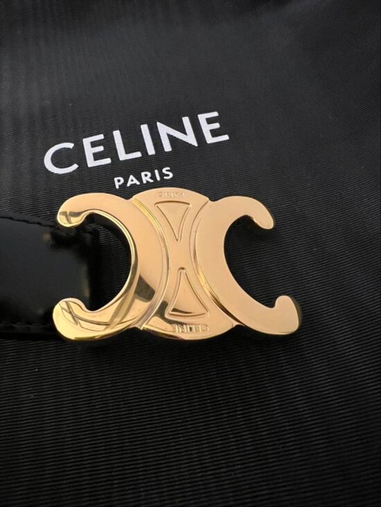 CELINE Black Calfskin Belt with Arc de Triomphe Buckle Size 90 main image 6